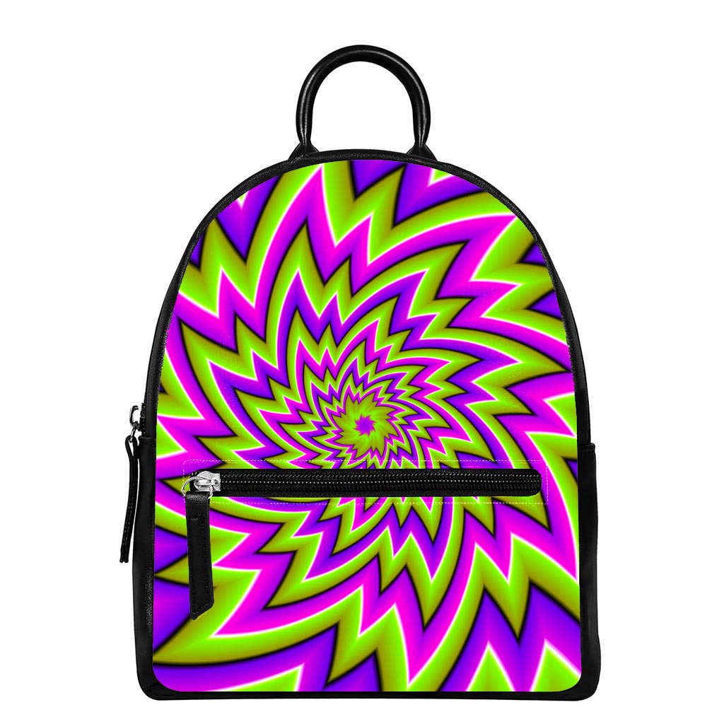 Green Big Bang Moving Optical Illusion Leather Backpack