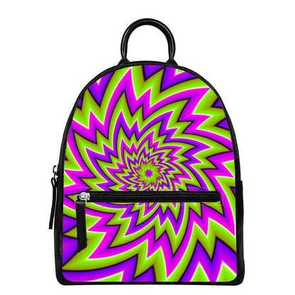 Green Big Bang Moving Optical Illusion Leather Backpack