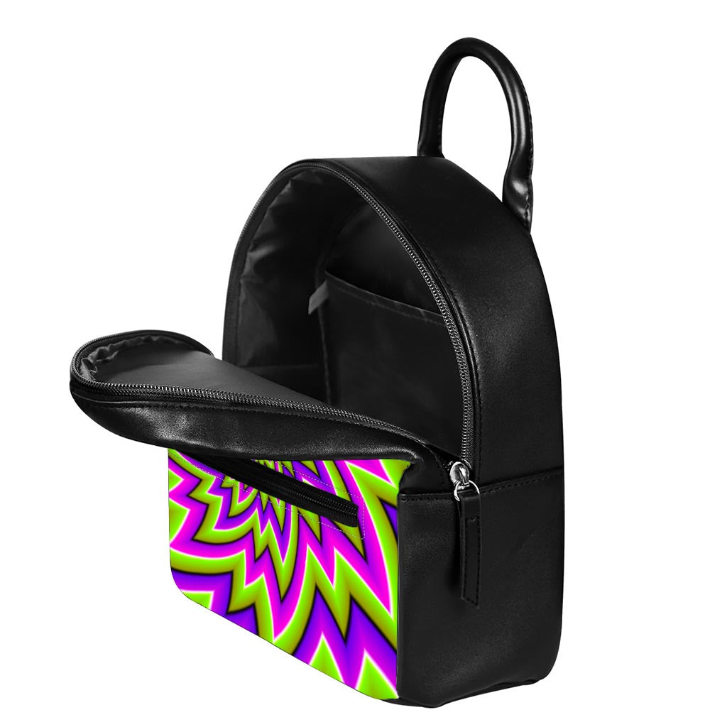 Green Big Bang Moving Optical Illusion Leather Backpack