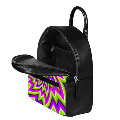 Green Big Bang Moving Optical Illusion Leather Backpack