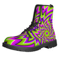 Green Big Bang Moving Optical Illusion Lace-Up Boots
