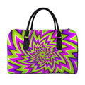 Green Big Bang Moving Optical Illusion Leather Duffel Bag