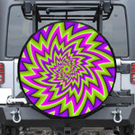 Green Big Bang Moving Optical Illusion Leather Spare Tire Cover