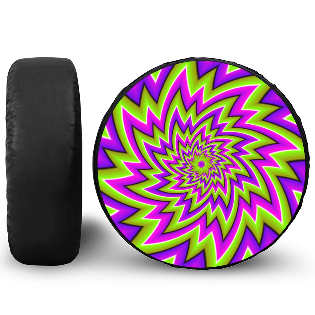 Green Big Bang Moving Optical Illusion Leather Spare Tire Cover