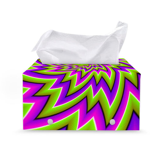 Green Big Bang Moving Optical Illusion Leather Tissue Box Cover