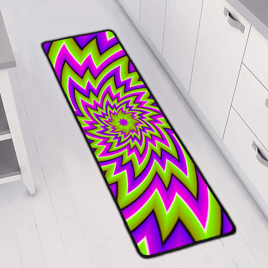Green Big Bang Moving Optical Illusion Long Kitchen Mat