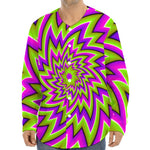 Green Big Bang Moving Optical Illusion Long Sleeve Baseball Jersey