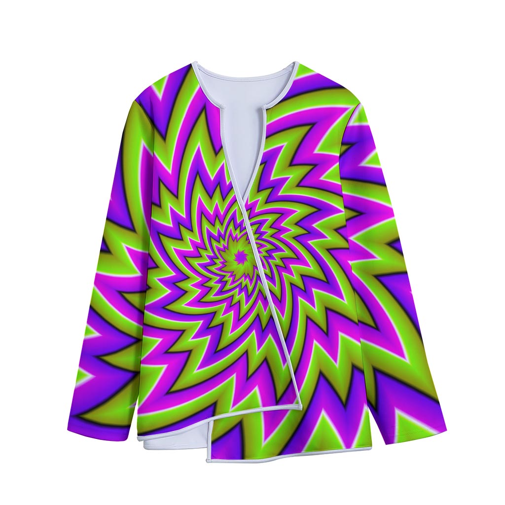 Green Big Bang Moving Optical Illusion Long Sleeve Short Coat