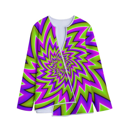 Green Big Bang Moving Optical Illusion Long Sleeve Short Coat