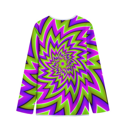 Green Big Bang Moving Optical Illusion Long Sleeve Short Coat