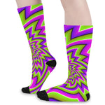 Green Big Bang Moving Optical Illusion Long Socks