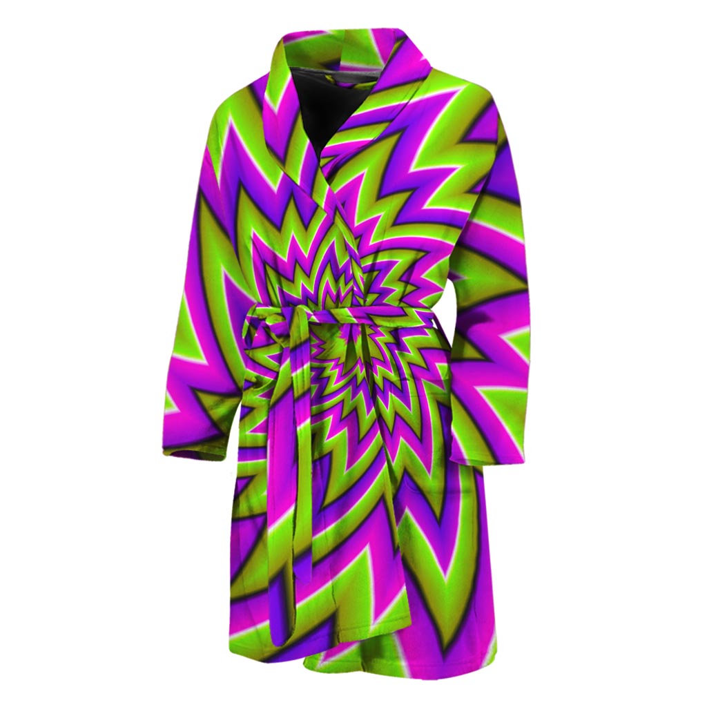 Green Big Bang Moving Optical Illusion Men's Bathrobe