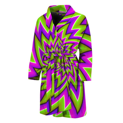Green Big Bang Moving Optical Illusion Men's Bathrobe