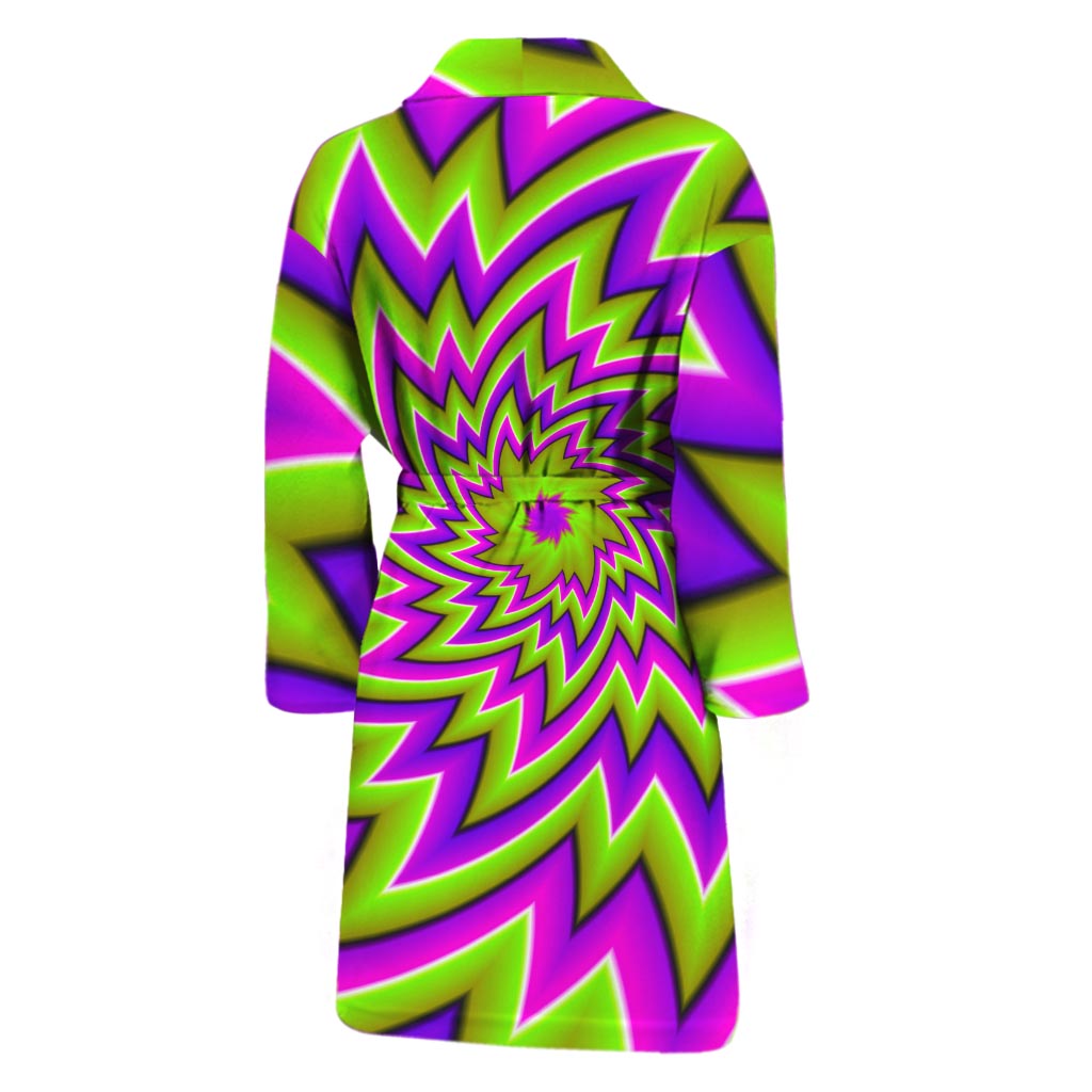 Green Big Bang Moving Optical Illusion Men's Bathrobe