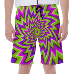 Green Big Bang Moving Optical Illusion Men's Beach Shorts