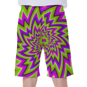 Green Big Bang Moving Optical Illusion Men's Beach Shorts