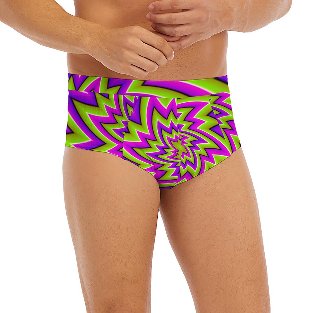 Green Big Bang Moving Optical Illusion Men's Briefs