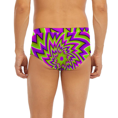 Green Big Bang Moving Optical Illusion Men's Briefs