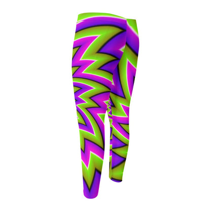 Green Big Bang Moving Optical Illusion Men's Compression Pants