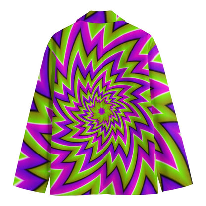 Green Big Bang Moving Optical Illusion Men's Cotton Blazer