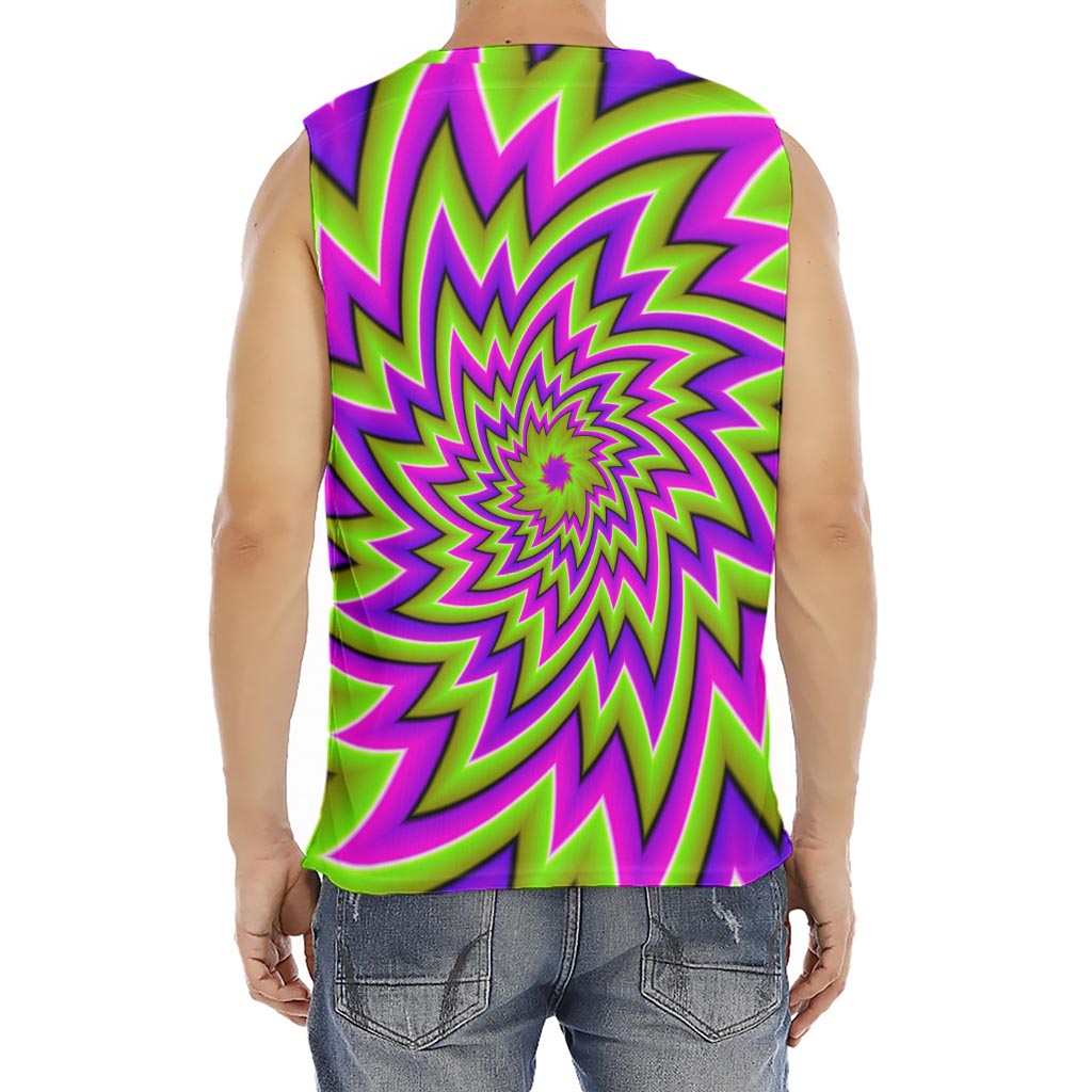 Green Big Bang Moving Optical Illusion Men's Fitness Tank Top