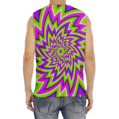 Green Big Bang Moving Optical Illusion Men's Fitness Tank Top