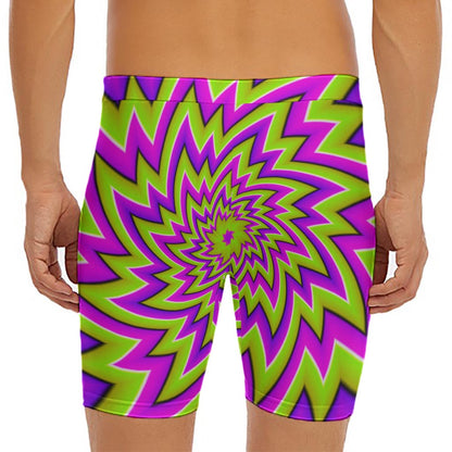 Green Big Bang Moving Optical Illusion Men's Long Boxer Briefs