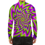 Green Big Bang Moving Optical Illusion Men's Long Sleeve Rash Guard