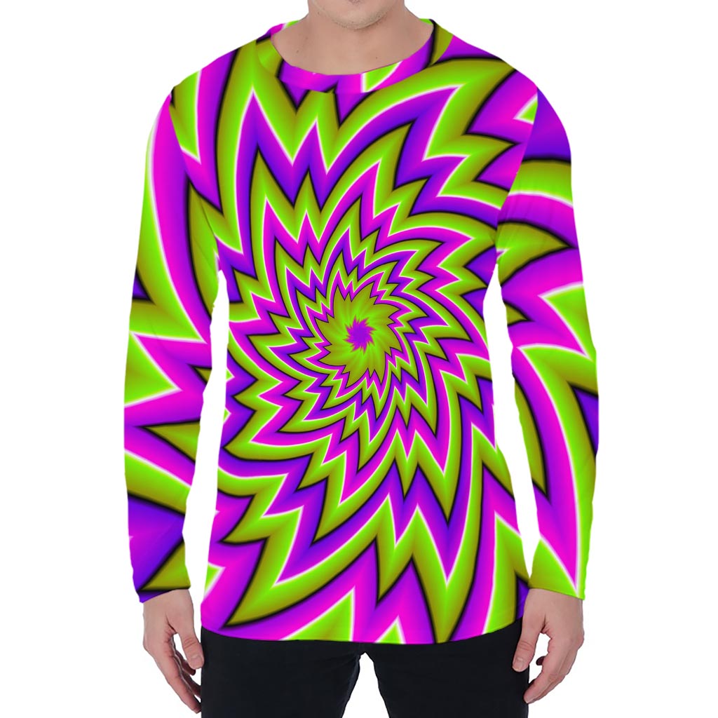 Green Big Bang Moving Optical Illusion Men's Long Sleeve T-Shirt