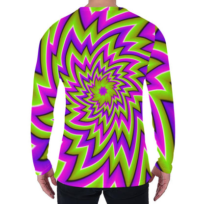 Green Big Bang Moving Optical Illusion Men's Long Sleeve T-Shirt