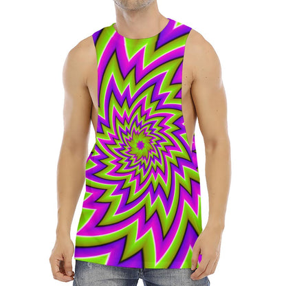 Green Big Bang Moving Optical Illusion Men's Muscle Tank Top