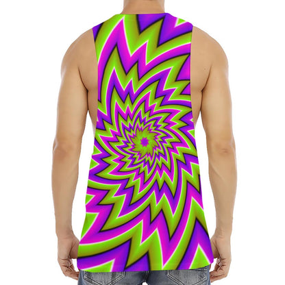 Green Big Bang Moving Optical Illusion Men's Muscle Tank Top