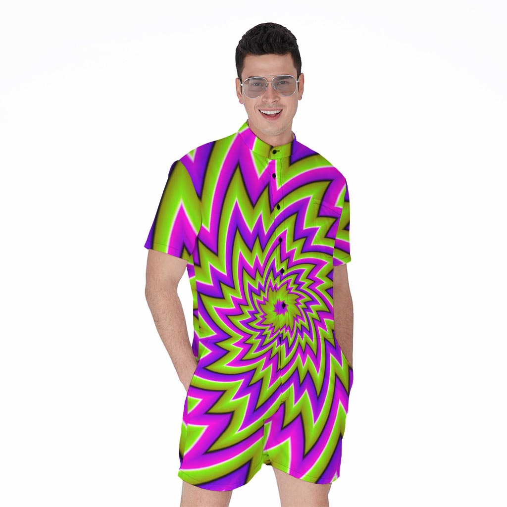 Green Big Bang Moving Optical Illusion Men's Rompers