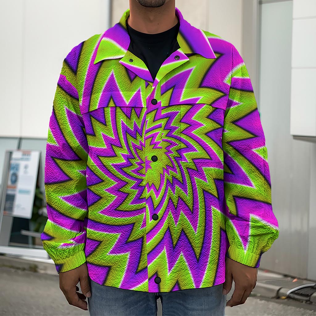 Green Big Bang Moving Optical Illusion Men's Shirt Jacket