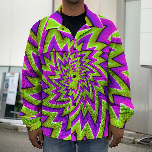 Green Big Bang Moving Optical Illusion Men's Shirt Jacket
