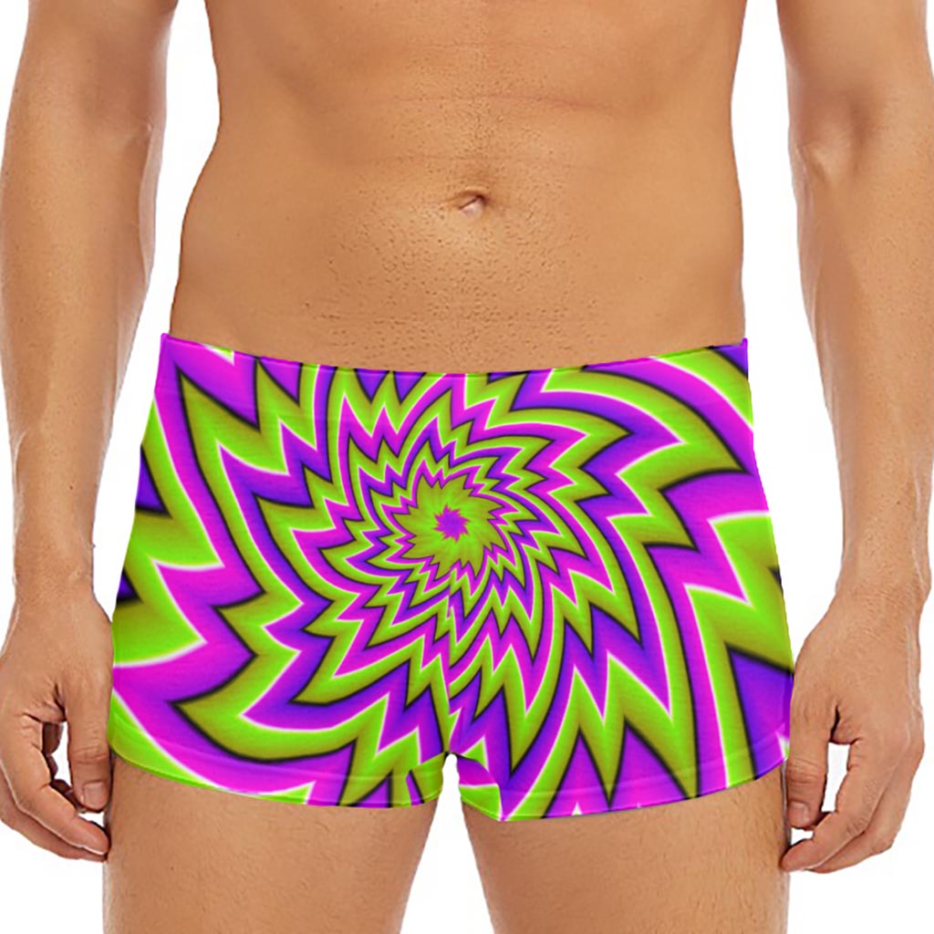 Green Big Bang Moving Optical Illusion Men's Short Boxer Briefs