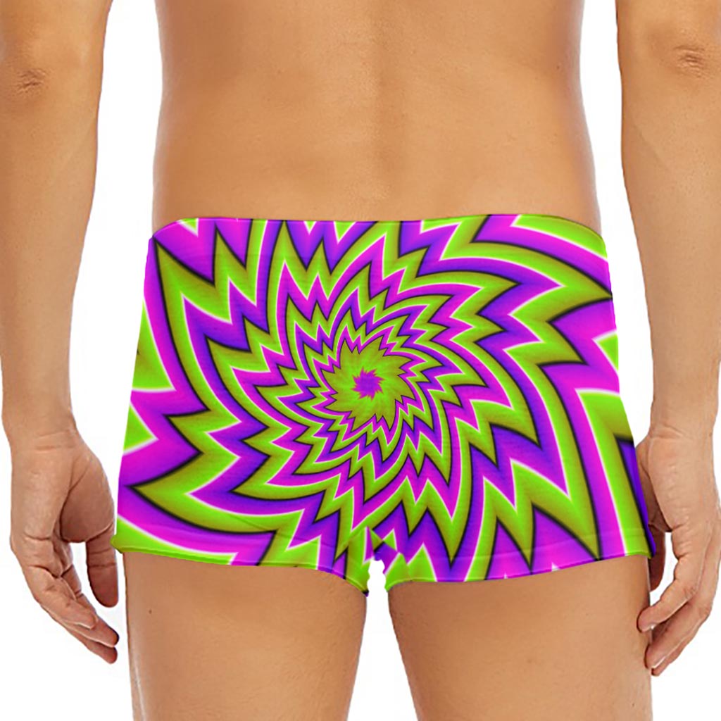 Green Big Bang Moving Optical Illusion Men's Short Boxer Briefs