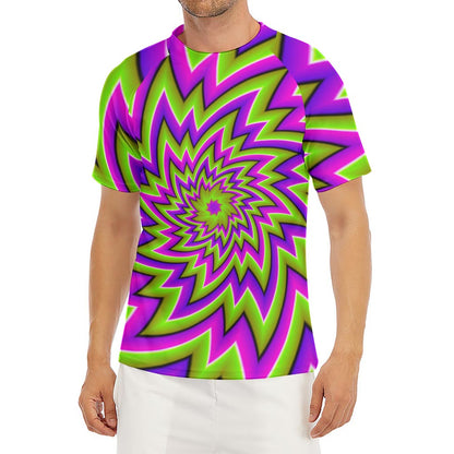 Green Big Bang Moving Optical Illusion Men's Short Sleeve Rash Guard