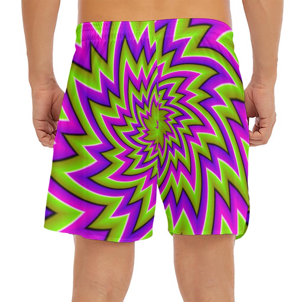 Green Big Bang Moving Optical Illusion Men's Split Running Shorts