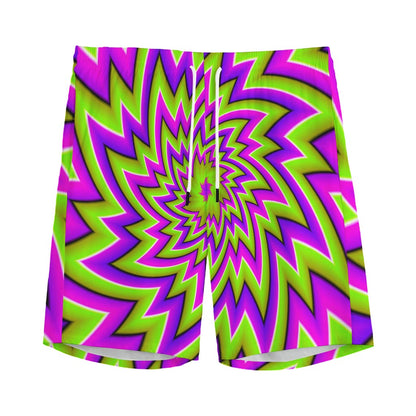 Green Big Bang Moving Optical Illusion Men's Sports Shorts