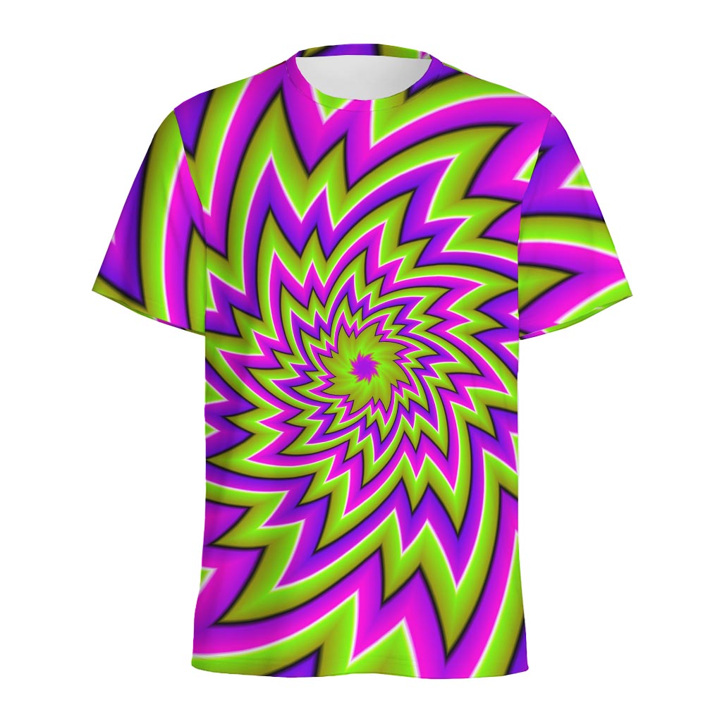 Green Big Bang Moving Optical Illusion Men's Sports T-Shirt