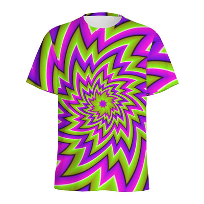 Green Big Bang Moving Optical Illusion Men's Sports T-Shirt