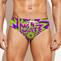 Green Big Bang Moving Optical Illusion Men's Swim Briefs