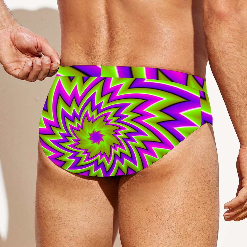 Green Big Bang Moving Optical Illusion Men's Swim Briefs