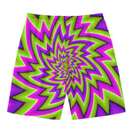 Green Big Bang Moving Optical Illusion Men's Swim Trunks