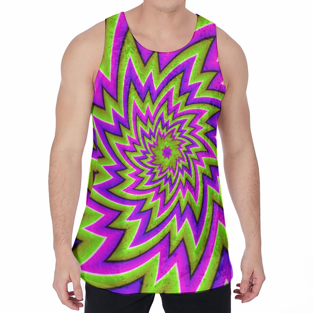 Green Big Bang Moving Optical Illusion Men's Velvet Tank Top