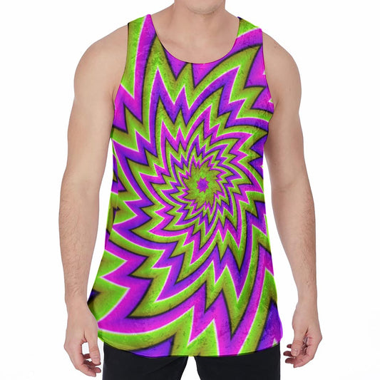 Green Big Bang Moving Optical Illusion Men's Velvet Tank Top