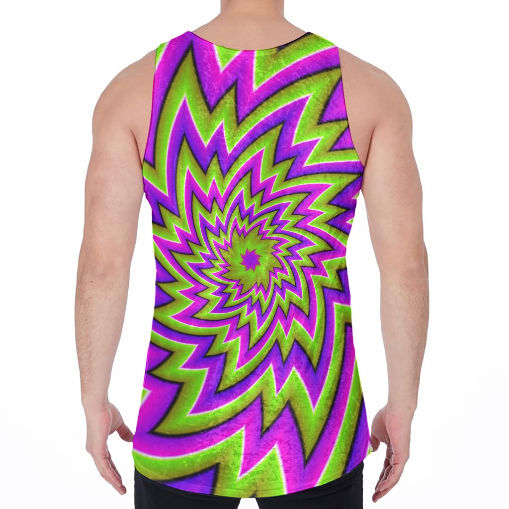 Green Big Bang Moving Optical Illusion Men's Velvet Tank Top