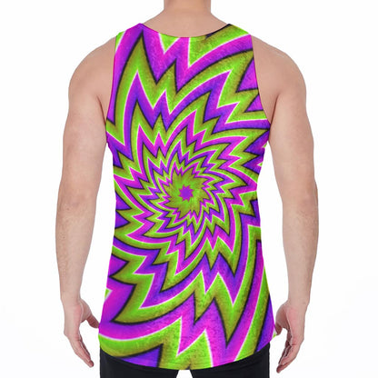 Green Big Bang Moving Optical Illusion Men's Velvet Tank Top