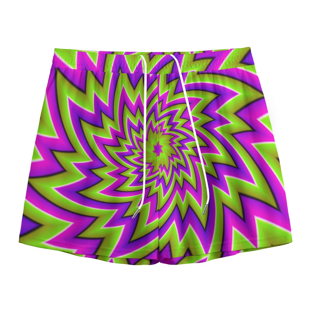 Green Big Bang Moving Optical Illusion Mesh Shorts